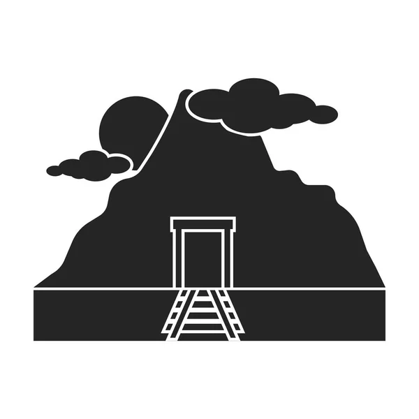 Icono de la mina en estilo negro aislado sobre fondo blanco. Mina símbolo stock vector ilustración . — Vector de stock