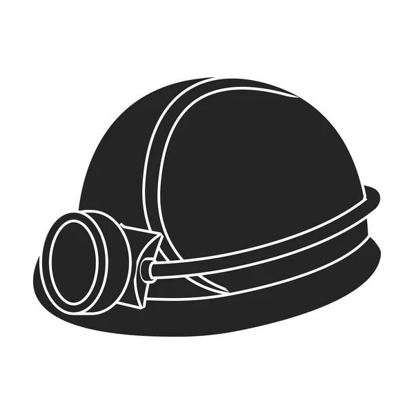 Icono de casco de mineros en estilo negro aislado sobre fondo blanco. Mina símbolo stock vector ilustración . — Archivo Imágenes Vectoriales