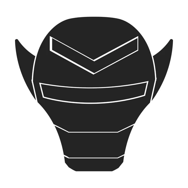 Icono de casco superhéroes en estilo negro aislado sobre fondo blanco. Superhéroes máscara símbolo stock vector ilustración . — Vector de stock