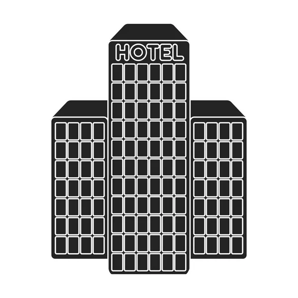 Ícone do edifício do hotel em estilo preto isolado no fundo branco. Ilustração do vetor do estoque do símbolo de Emirados Árabes . —  Vetores de Stock