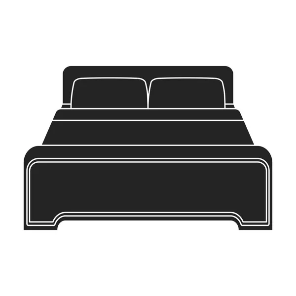 Icône de lit en style noir isolé sur fond blanc. Image vectorielle de stock de symbole d'hôtel . — Image vectorielle