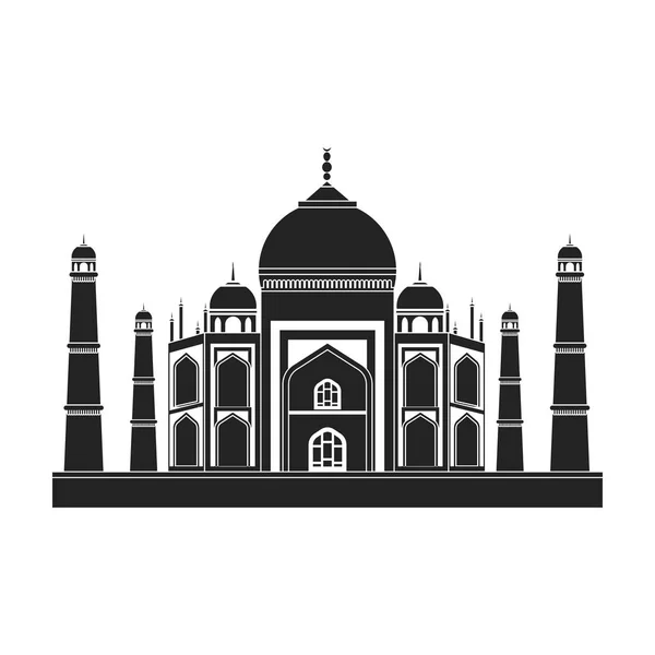 Taj Mahal ícone em estilo preto isolado em fundo branco. Índia símbolo estoque vetor ilustração . —  Vetores de Stock