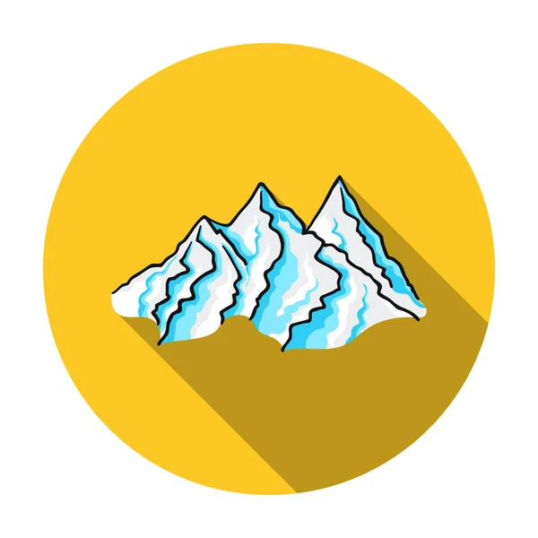 Het pictogram van de bergketen in vlakke stijl geïsoleerd op een witte achtergrond. Ski resort symbool voorraad vectorillustratie. — Stockvector