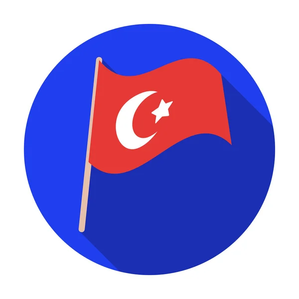 Flagga för Turkiet icon i platt stil isolerad på vit bakgrund. Turkiet symbol lager vektorillustration. — Stock vektor