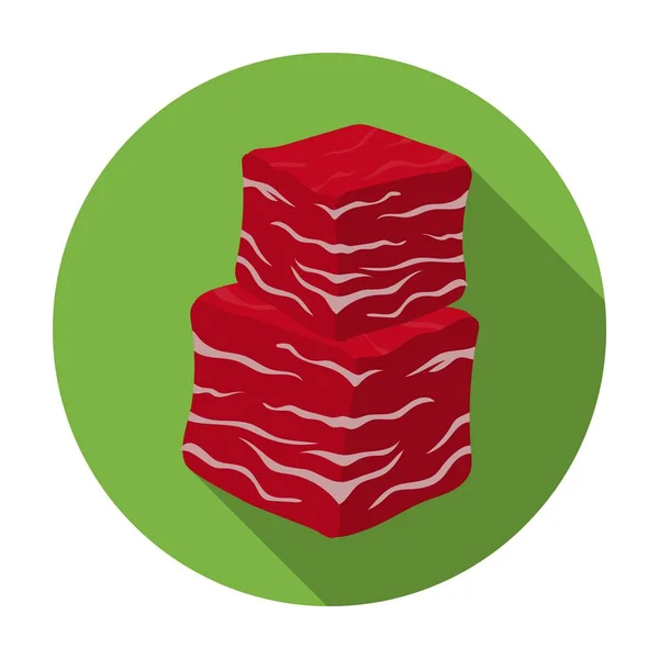 In blokjes gesneden rundvlees pictogram in vlakke stijl geïsoleerd op een witte achtergrond. Vlees symbool voorraad vectorillustratie — Stockvector