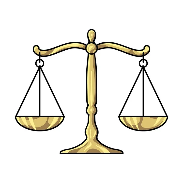 Icône des échelles de justice en style dessin animé isolé sur fond blanc. Illustration vectorielle du symbole criminel . — Image vectorielle
