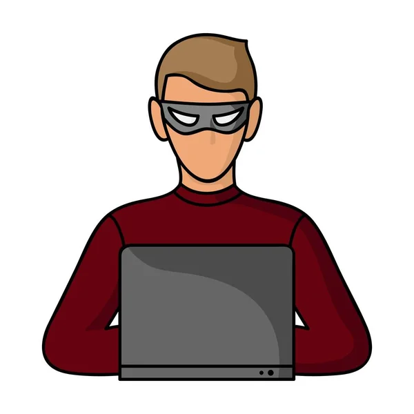 Icono del hacker en estilo de dibujos animados aislado sobre fondo blanco. Crimen símbolo stock vector ilustración . — Vector de stock