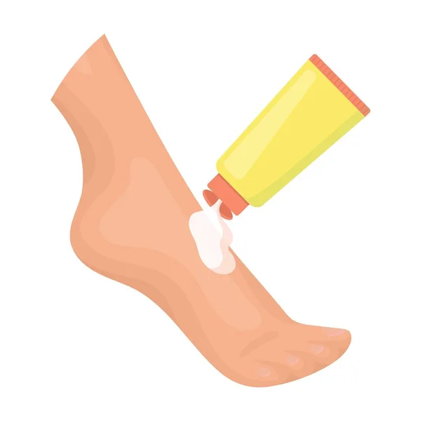 Crème pour les pieds icône dans le style de dessin animé isolé sur fond blanc. Illustration vectorielle du symbole de soins de la peau . — Image vectorielle