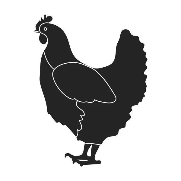 白い背景に分離された黒のスタイルで鶏のアイコン。鳥シンボル株式ベクトル図. — ストックベクタ