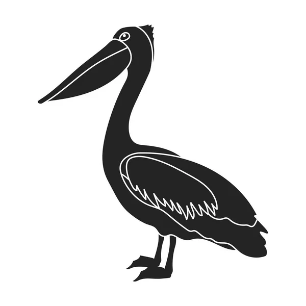 Πελεκάνος εικονίδιο σε μαύρο στυλ που απομονώνονται σε λευκό φόντο. Εικονογράφηση διάνυσμα απόθεμα σύμβολο πουλί. — Διανυσματικό Αρχείο