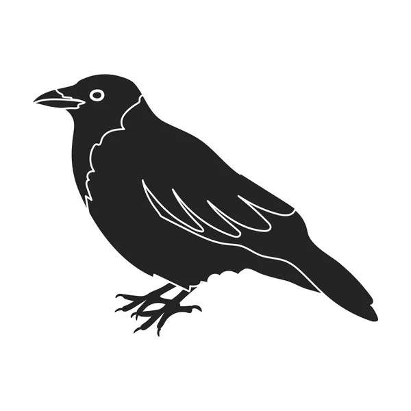 Kråkeikon i svart stil isolert på hvit bakgrunn. Illustrasjon av loddtrekning med fuglesymbol . – stockvektor