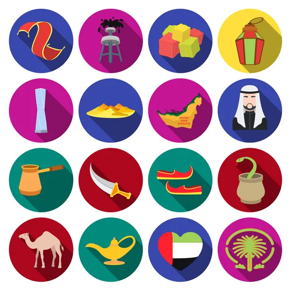 Emiratos Árabes Unidos establece iconos en estilo plano. Gran colección de Emiratos Árabes vector símbolo stock ilustración — Archivo Imágenes Vectoriales