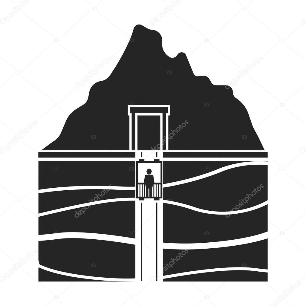 Mine shaft icon in black style isolated on white background. Mine symbol stock vector illustration.