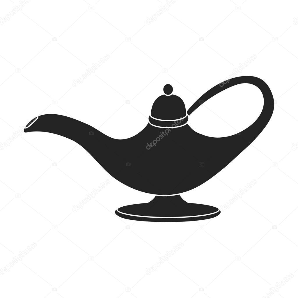 Oil lamp icon in black style isolated on white background. Arab Emirates symbol stock vector illustration.