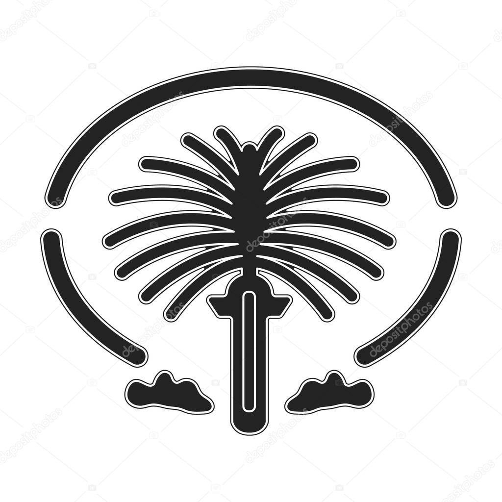 The Palm Jumeirah icon in black style isolated on white background. Arab Emirates symbol vector illustration.