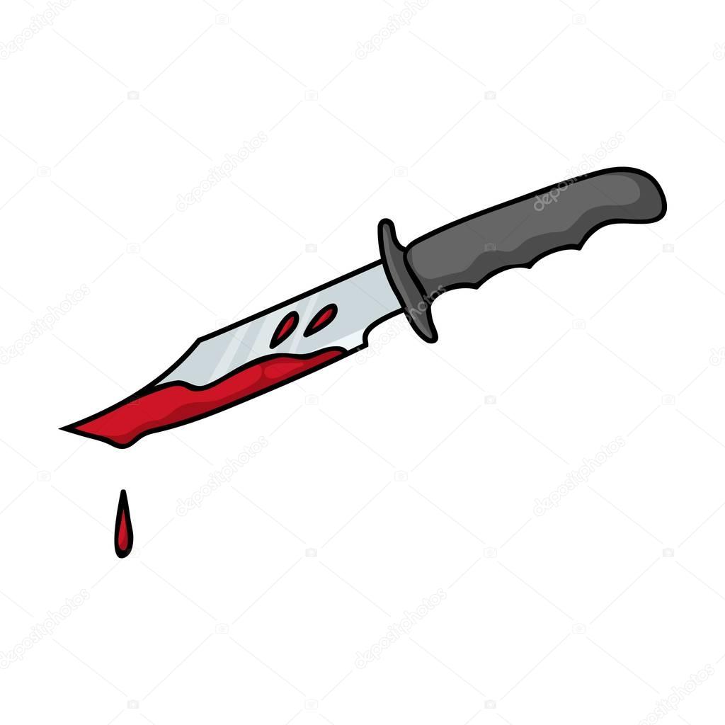 Bloody knife icon in cartoon style isolated on white background. Crime  symbol stock vector illustration. Stock Vector Image by ©PandaVector  #128797500