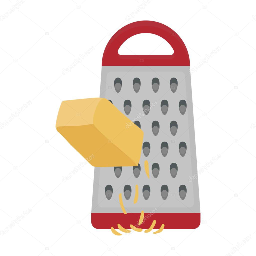 Grating cheese icon in cartoon style isolated on white background