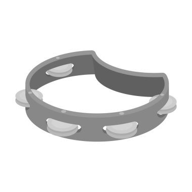 Tek renkli stil beyaz arka plan üzerinde izole tef simgesini. Müzik aletleri hisse senedi vektör çizim sembolü