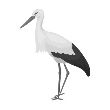 Leylek simgesi beyaz arka plan üzerinde izole tek renkli tarzı. Kuş sembol stok vektör çizim.