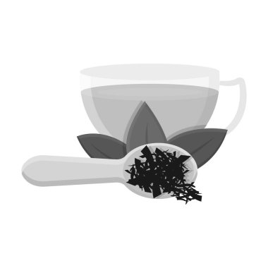 Tek renkli stil beyaz arka plan üzerinde izole simgesinde çay fincan. Hindistan sembol stok vektör çizim.