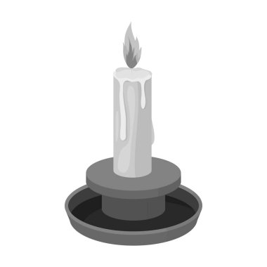 Tek renkli stil beyaz arka plan üzerinde izole mum simgesini. Işık kaynağı sembol stok vektör çizim