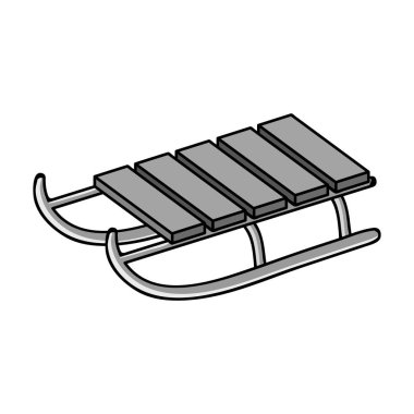 Tek renkli stil beyaz arka plan üzerinde izole kızak simgesini. Ski resort sembol stok vektör çizim.