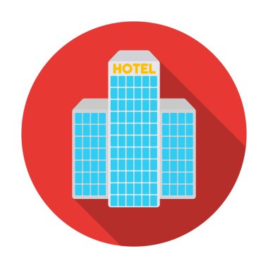 Otel düz stil beyaz arka plan üzerinde izole simgesinde binası. Arap Emirlikleri sembol stok vektör çizim.