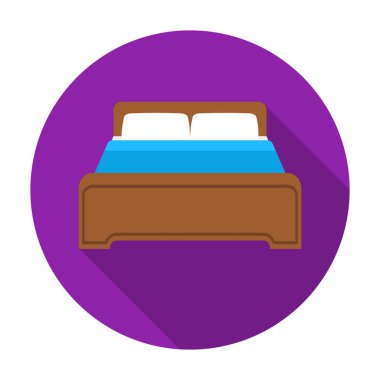 Beyaz arka plan üzerinde izole düz stil yatak simgesini. Otel sembol stok vektör çizim.
