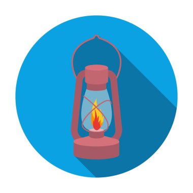 Düz stil beyaz arka plan üzerinde izole gaz lambası simgesini. Işık kaynağı sembol stok vektör çizim