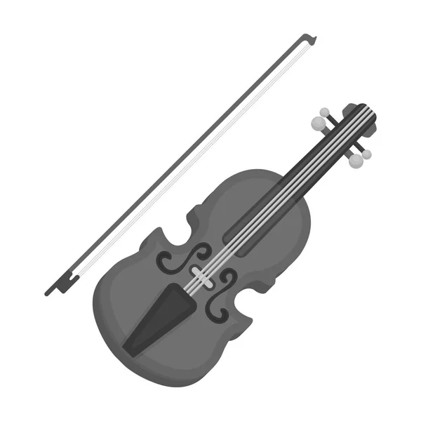 Icona per violino in stile monocromatico isolata su sfondo bianco. Strumento musicale simbolo stock vector illustrazione — Vettoriale Stock