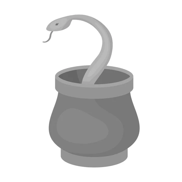 蛇在篮子图标在白色背景上孤立的单色风格。阿拉伯联合酋长国象征股票矢量图. — 图库矢量图片