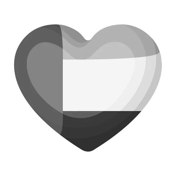 Icono del corazón de los Emiratos Árabes Unidos en estilo monocromo aislado sobre fondo blanco. Emiratos Árabes símbolo stock vector ilustración . — Archivo Imágenes Vectoriales