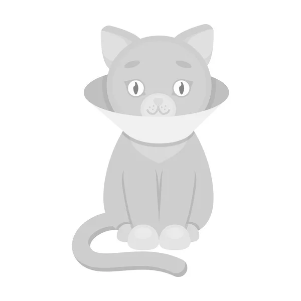 Icona malata di gatto in stile monocromatico isolata su sfondo bianco. Illustrazione vettoriale stock simbolo gatto . — Vettoriale Stock