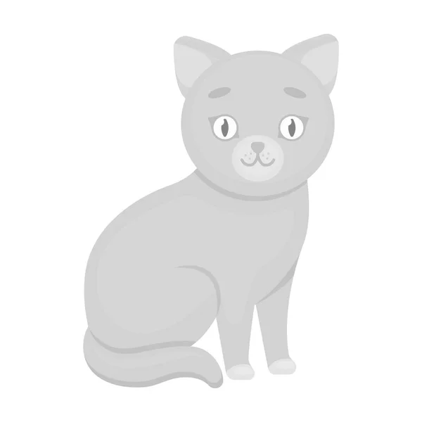 Icône chat dans un style monochrome isolé sur fond blanc. Image vectorielle de stock de symbole chat . — Image vectorielle