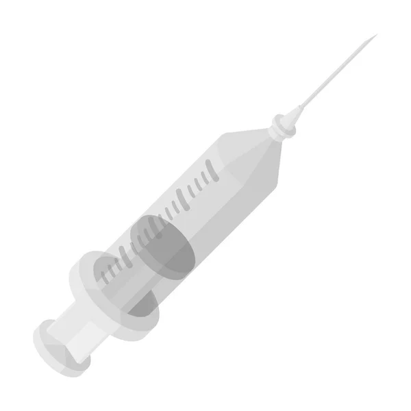Ícone de seringa em estilo monocromático isolado em fundo branco. Ilustração do vetor do estoque do símbolo das drogas . —  Vetores de Stock