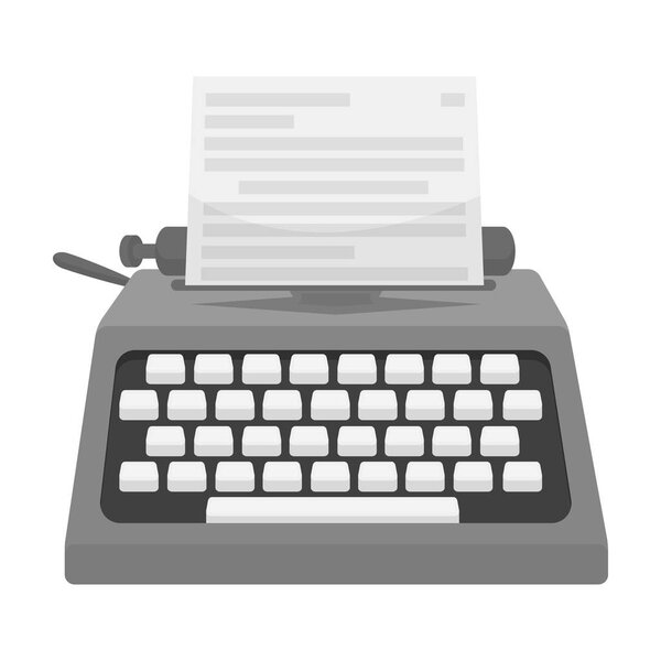 Иконка пишущей машинки в монохромном стиле изолирована на белом фоне. Фильмы и векторные иллюстрации символов кино
.