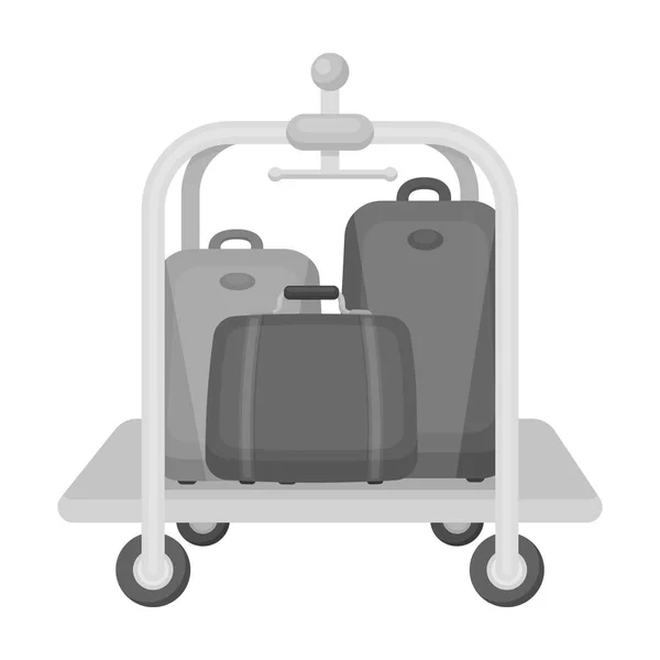 Icône de chariot à bagages de style monochrome isolé sur fond blanc. Image vectorielle de stock de symbole d'hôtel . — Image vectorielle