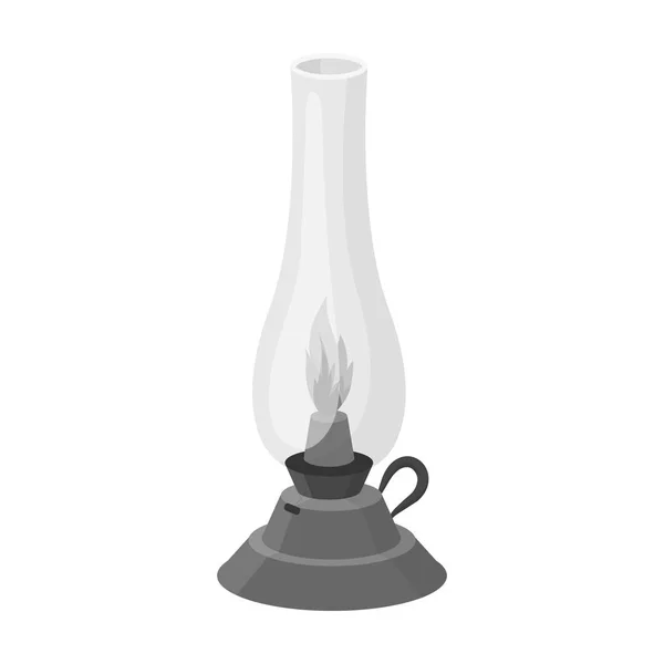 Ícone de lâmpada de querosene em estilo monocromático isolado no fundo branco. Fonte de luz símbolo estoque vetor ilustração —  Vetores de Stock