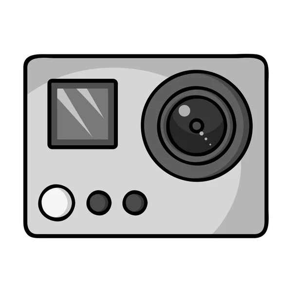 Icono de cámara de acción en estilo monocromo aislado sobre fondo blanco. Esquí estación símbolo stock vector ilustración . — Archivo Imágenes Vectoriales