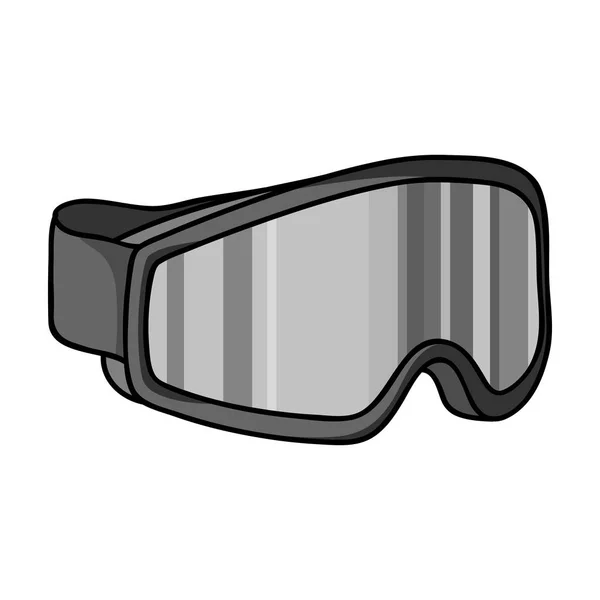 Icono de gafas de esquí en estilo monocromo aislado sobre fondo blanco. Esquí estación símbolo stock vector ilustración . — Vector de stock