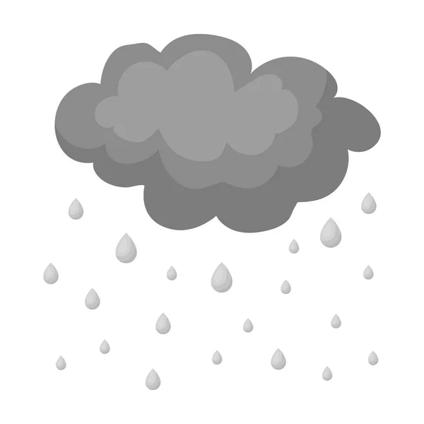 Het pictogram van de regen in zwart-wit stijl geïsoleerd op een witte achtergrond. Weer symbool voorraad vectorillustratie. — Stockvector