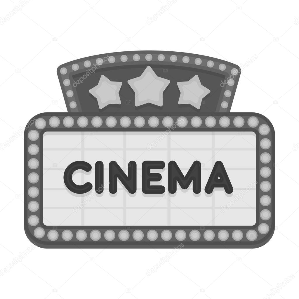 Cinema signboard icon in monochrome style isolated on white background. Films and cinema symbol vector illustration.