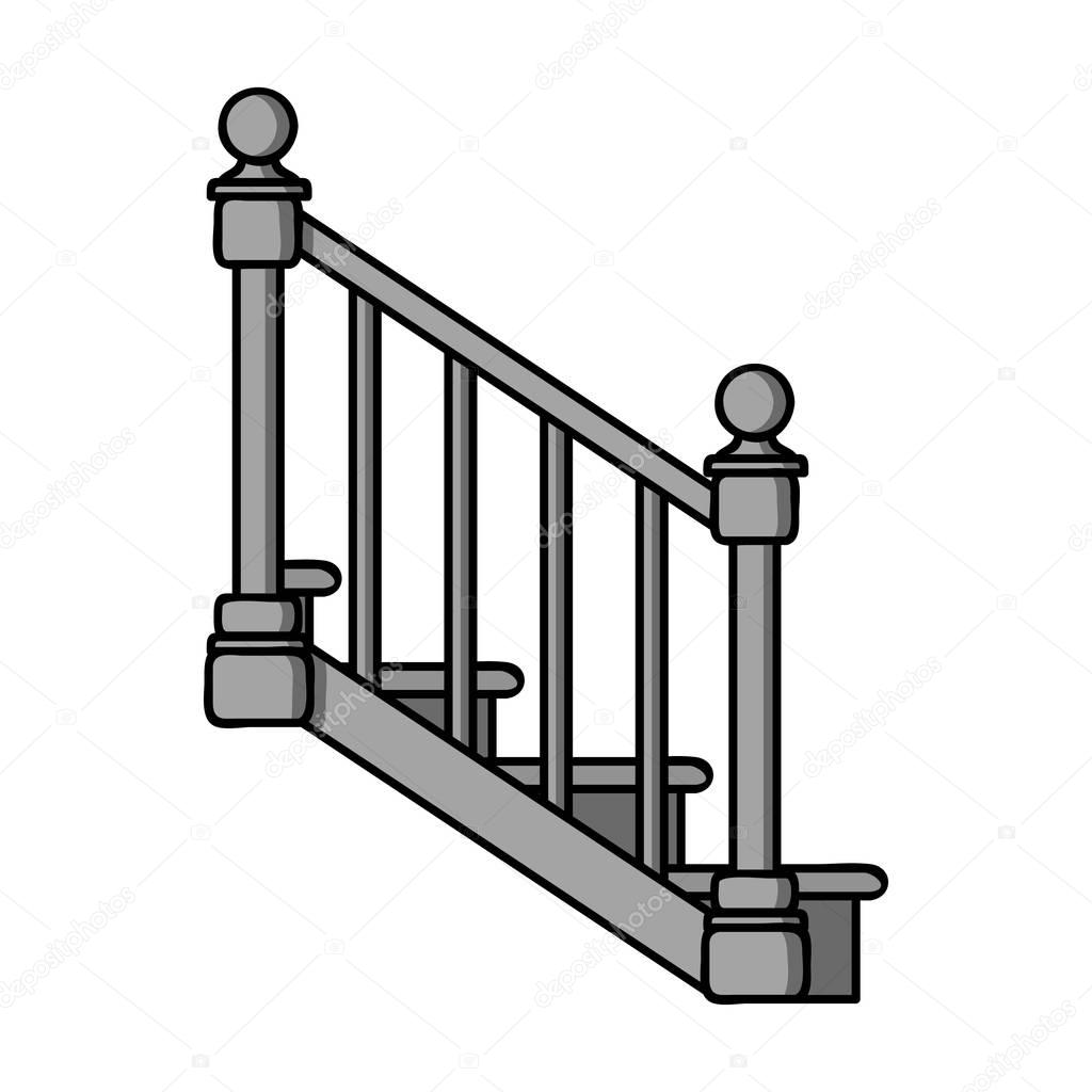 Stairs icon in monochrome style isolated on white background. Sawmill and timber symbol vector illustration.