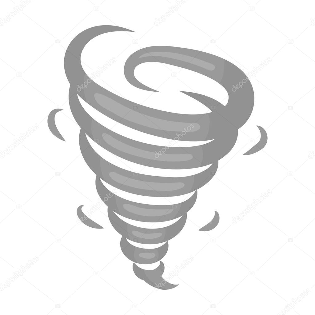 Tornado icon in monochrome style isolated on white background. Weather symbol vector illustration.