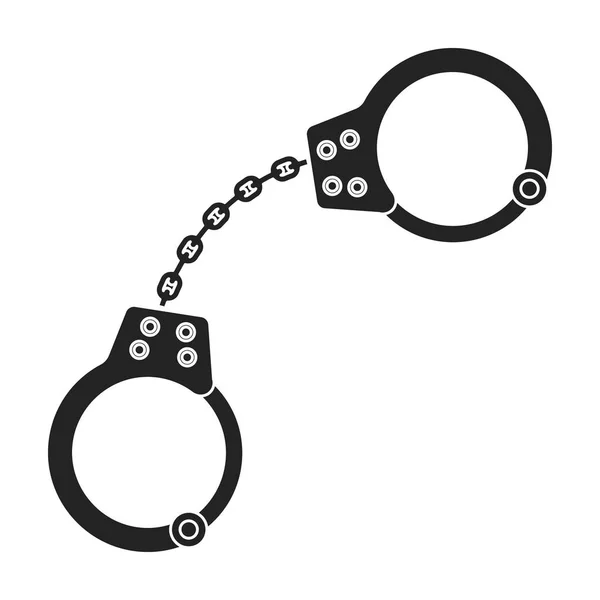 Handschellen-Symbol im schwarzen Stil isoliert auf weißem Hintergrund. Illustration zum Medikamentensymbol Aktienvektor. — Stockvektor