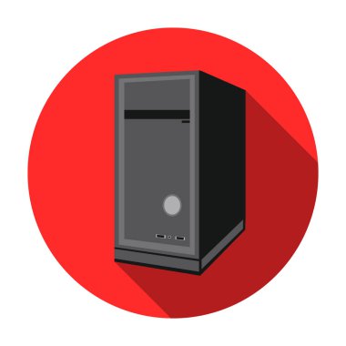 Beyaz arka plan üzerinde izole düz stil içindeki sistem birimi simgesini. Kişisel bilgisayar sembol stok vektör çizim.