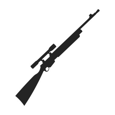 Keskin nişancı tüfeği simge siyah tarzında beyaz arka plan üzerinde izole. Silah sembol stok vektör çizim.