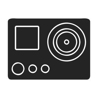 Eylem kamera simgesi beyaz arka plan üzerinde izole Siyah tarzında. Ski resort sembol stok vektör çizim.