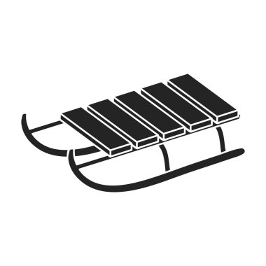 Kızak simge siyah stil beyaz arka plan üzerinde izole içinde. Ski resort sembol stok vektör çizim.