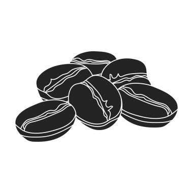 Kahve çekirdekleri simge siyah stil beyaz arka plan üzerinde izole içinde. Türkiye'de sembol stok vektör çizim.